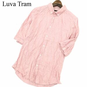 Luva Tram ルーバトラム 春夏 シワ加工★ 5分袖 ボタンダウン シャツ Sz.L　メンズ ピンク 日本製　A3T08255_7#A