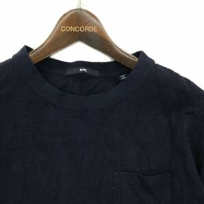 SHIPS シップス モチーフ ジャガード★ リーフ ポケット 半袖 カットソー Tシャツ Sz.XL メンズ 紺 大きいサイズ 日本製 A3T08674_7#Dの画像2