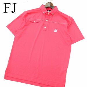 美品★ FJ FOOT JOY フットジョイ 春夏 ロゴ刺繍★ 半袖 ストレッチ ボタンダウン ポロシャツ Sz.L　メンズ ゴルフ　A3T08673_7#D