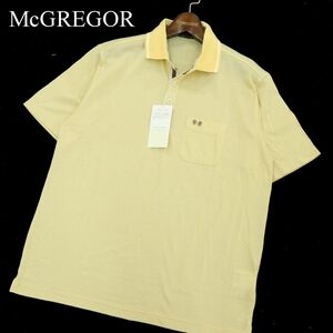 【新品 未使用】 McGREGOR マクレガー 春夏 ロゴ刺繍★ 吸水速乾 ドット総柄 半袖 ポロシャツ Sz.L　メンズ 黄色　A3T08838_7#A