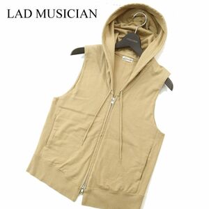 LAD MUSICIAN ラッドミュージシャン 春夏 ダブルジップ★ ノースリーブ フーディー パーカー ベスト Sz.42　メンズ 日本製　A3T08987_7#D