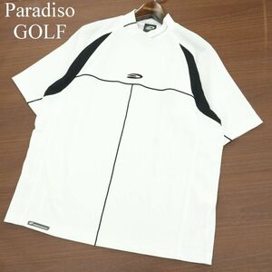 Paradiso パラディーゾ 春夏 ロゴ刺繍 モックネック★ 半袖 ラグラン カットソー Tシャツ Sz.M　メンズ 白 ゴルフ　A3T09040_7#D