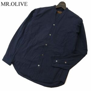 MR.OLIVE ミスターオリーブ 通年 メキシカン ピマコットン★ 長袖 タイプライター スキッパー シャツ Sz.S　メンズ ネイビー　A3T09023_7#C