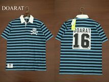 新品 未使用★ DOARAT ドゥアラット ワッペン ナンバリング ボーダー 半袖 コットン ニット ポロシャツ Sz.L　メンズ 日本製　A3T07210_6#A_画像1