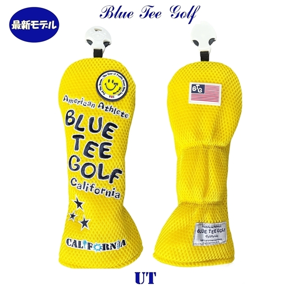 ■送料無料【UT:イエロー】ブルーティーゴルフ【メッシュ スマイル】ユーティリティ用ヘッドカバー BLUE TEE GOLF DHC-007