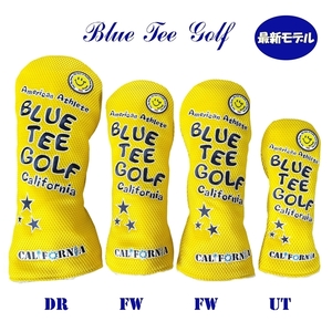 ■送料無料【4P:イエロー】ブルーティーゴルフ【メッシュ スマイル】4本セット販売ヘッドカバー BLUE TEE GOLF DHC-007