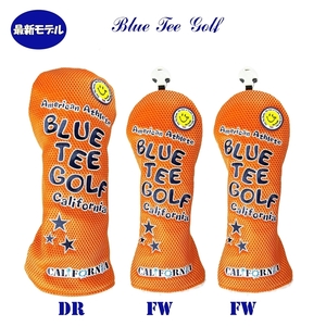 ■送料無料【3PBオレンジ】ブルーティーゴルフ【メッシュ スマイル】3本セット販売(B)ヘッドカバー BLUE TEE GOLF DHC-007