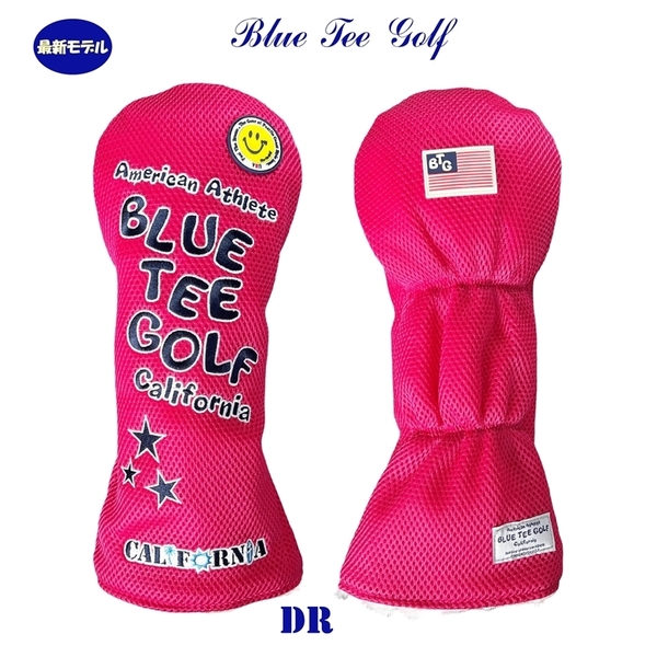 ■送料無料【DR:ピンク】ブルーティーゴルフ【メッシュ スマイル】ドライバー用ヘッドカバー BLUE TEE GOLF DHC-007