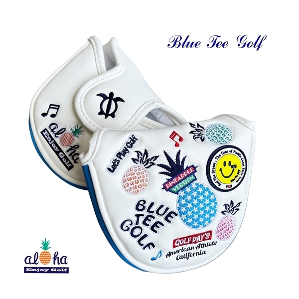■2 送料無料【MPT-ブルー】ブルーティーゴルフ【2024アロハパイナップル】パターカバー(マレット型) BLUE TEE GOLF DHC-009