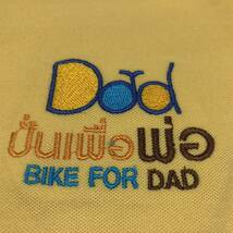 即決・クリックポスト発送・タイで購入した’国王の紋章’と'BIKE FOR DAD'の刺繍入りのポロシャツ・イエロー・ＸＬ_画像4