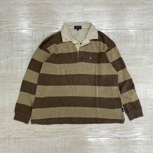 Hush Puppies ボーダー ラガー シャツ サイズ 3L ブラウン border rugger shirt ハッシュ パピーズ 茶色