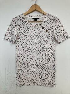 ★美品 MARC JACOBS マークジェイコブス 小花柄 Tシャツ XS ボタン 花柄 フラワー ボタニカル 総柄 ストレッチ ニット