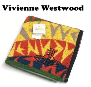 【Vivienne Westwood】(NO.0054）ヴィヴィアンウエストウッド タオルハンカチ 赤黄色系　未使用　28cm