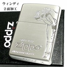 ZIPPO ライター ウィンディ ２面加工 ジッポーガール 彫刻 シルバーサテン クラシック オールドデザイン 可愛い レトロ おしゃれ メンズ_画像1