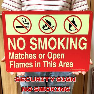 看板 禁煙 US SECURITY NO SMOKING サインボード セキュリティサイン ガレージ 蓄光 アルミ