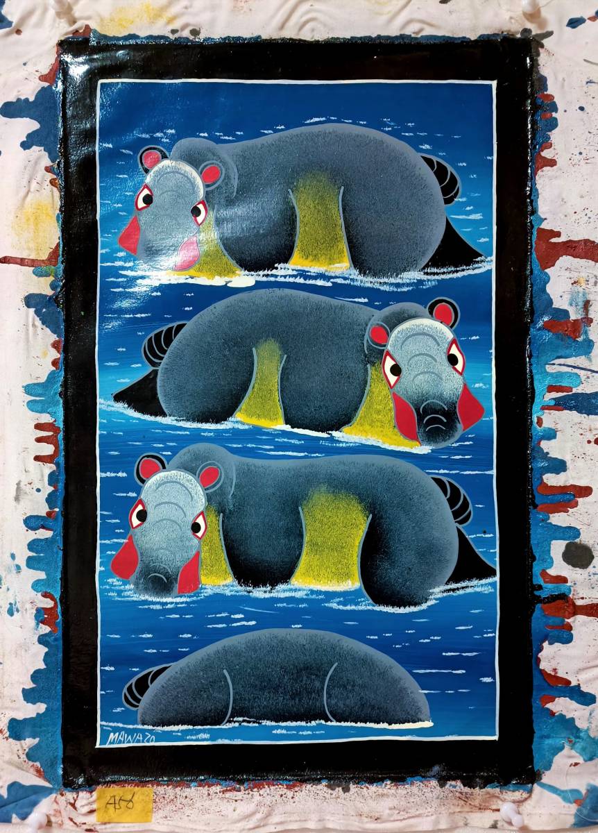 Tingatinga Taille 39, 5x25cm Pour ceux qui recherchent un cadeau africain A56, ouvrages d'art, peinture, acrylique, gouache