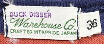 Warehouse (ウエアハウス) 7分袖 2インチボーダーTシャツ サーモン × ネイビー size 36(S) / ダックディガー_画像7