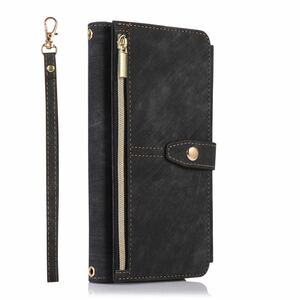 iPhone 12 pro max leather case iPhone 12 Pro Max shoulder case 6.7 -inch notebook type card storage . purse attaching A3 black 