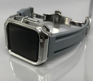  gray silver Apple часы частота резиновая лента Apple Watch покрытие кейс мужской женский 38mm 40mm 41mm 42mm 44mm 45mm