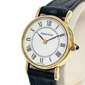 TIFFANY&Co./ Tiffany 60-301 59-139 wristwatch K14YG yellow gold / leather quarts white face lady's 