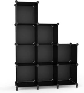使い勝手抜群 本棚 大容量 整理棚 ワイヤー収納ラック 組み立て式 衣類収納ボックス 便利な ワードローブ 黒 9ボックス チチロバ