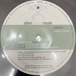 [ 12 / レコード ] Electricano / Harmony Of Soul ( House / Techno ) Alternative Route Recordings ハウス テクノ