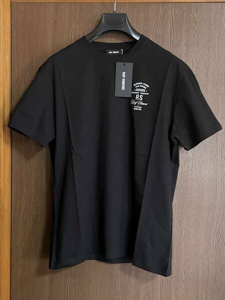 黒S新品 RAF SIMONS RS エンブロイダリー Tシャツ 刺繍 半袖 カットソー 19AW size S 黒 ラフシモンズ メンズ ブラック