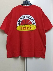 [送料無料](t21a4)2XLピッツァショップchanello's pizzaピザusaアメリカ輸入古着半袖プリントTシャツオーバーサイズゆるだぼ/企業