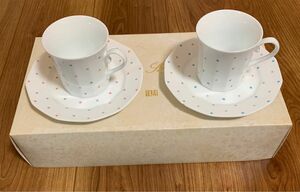 [HOYA]White Shadowコーヒーカップ&ソーサー2客セット未使用品