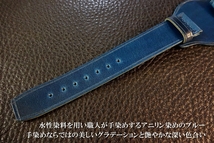 ◆台座付VINTAGE BELT◆高品質国産コードバン カスタムオーダー(台座SIZE/BUCKLE COLOR) 18mm INDIGO BLUE 受注生産 日本製 腕時計ベルト_画像3