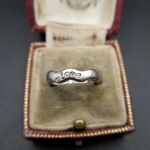  wave design letter 925 Vintage silver ring ring Showa Retro costume jewelry import Y6-O③