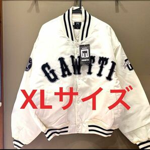 【新品未使用】Gawtti 刺繍ロゴ ナイロンジャケット　XL 白 中綿 ビッグサイズ