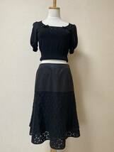 TO BE CHIC トゥービーシック 42 ★USED★ レース ティアード 可愛い スカート 黒_画像1