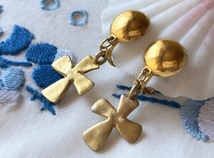 ヴィンテージ ** 美しいクロスモチーフ イヤリング vintage earrings