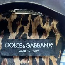 【良品】DOLCE&GABBANA 総柄ジャケット ブルー レオパード 40 ドルチェ&ガッバーナ L 青 ホワイト 白 ビジューボタン ドルガバ D＆G_画像6
