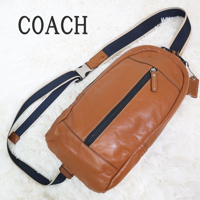 COACH コーチ 縦型 ボディバッグ ヘリテージ スリング レザー ワン