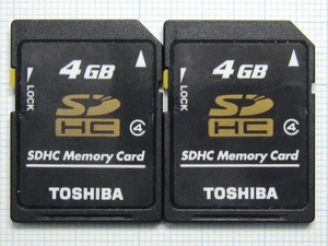 ★TOSHIBA ＳＤＨＣメモリーカード ４GB ２枚 中古★送料６３円～