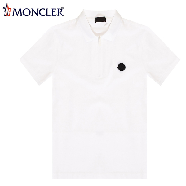 送料無料 90 MONCLER モンクレール 8A72800 84673 ホワイト ロゴワッペン ポロシャツ 半袖 size M