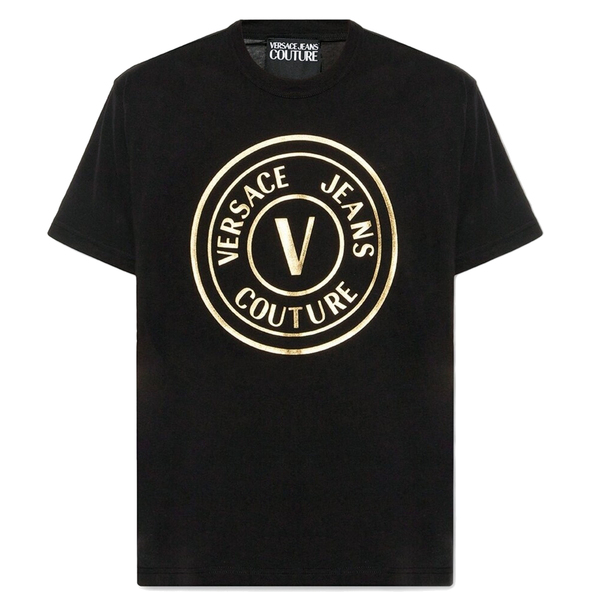 送料無料 2 VERSACE JEANS COUTURE 74GAHT05 CJ00T ブラック Tシャツ カットソー 半袖 size M