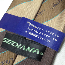 Christian Montana SEDIANA 美品 新品未使用タグ付 微光沢 ネクタイ 斜めストライプ 茶系 ブラウン系 W-008062 ゆうパケット_画像5