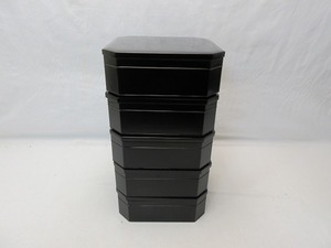 507324 [Красота чайная посуда Деревянная черная краска 5 -старяная, высокая коробка для ланч -коробки с крышкой для ланча.