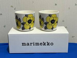 マリメッコ marimekko★廃盤『KESTIT ケスティト 』★イエローxブラック★ラテマグセット