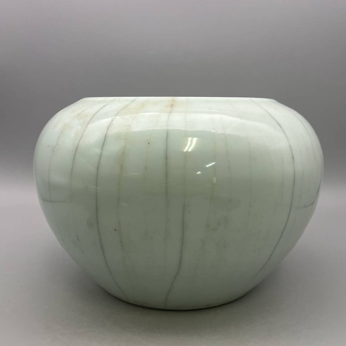 中国古美術官窯白磁月白釉茶碗-