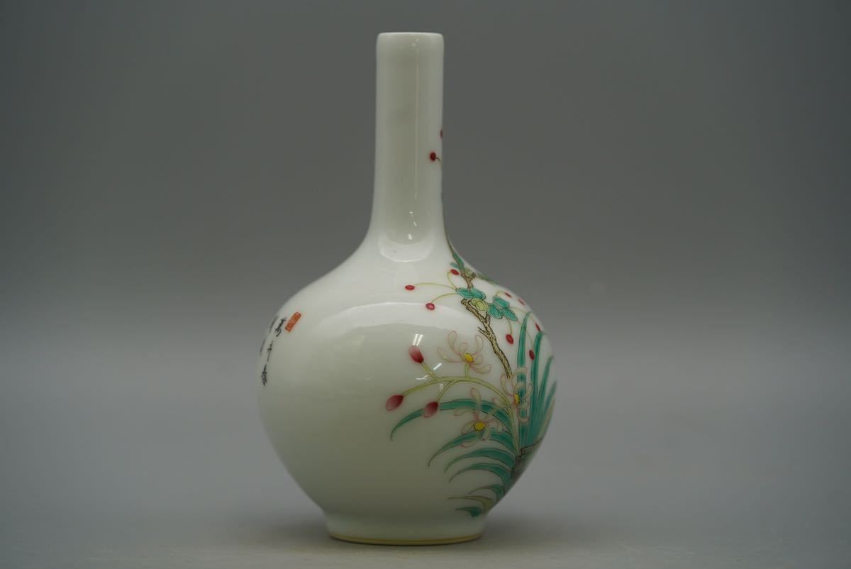 中国古玩粉彩花瓶花入大清時代物雍正年製藏出-