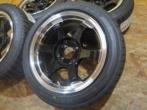 ★逆ゾリ★195/50R15 8J+30 4H100 新品 人気 深リム ハイグリップ TOYO R1R 1台分 ヤリス FIT SWIFT サクシード プロボックス カスタム BK_画像5