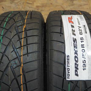 ★逆ゾリ★195/50R15 8J+30 4H100 新品 人気 深リム ハイグリップ TOYO R1R 1台分 ヤリス FIT SWIFT サクシード プロボックス カスタム BKの画像6