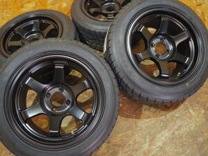 ★逆ゾリ★195/55R15 8J+30 4H100 新品 人気 深リム TOYO R1R ハイグリップ1台分 シビック ロードスター インテグラ ヴィッツ カスタム MBK