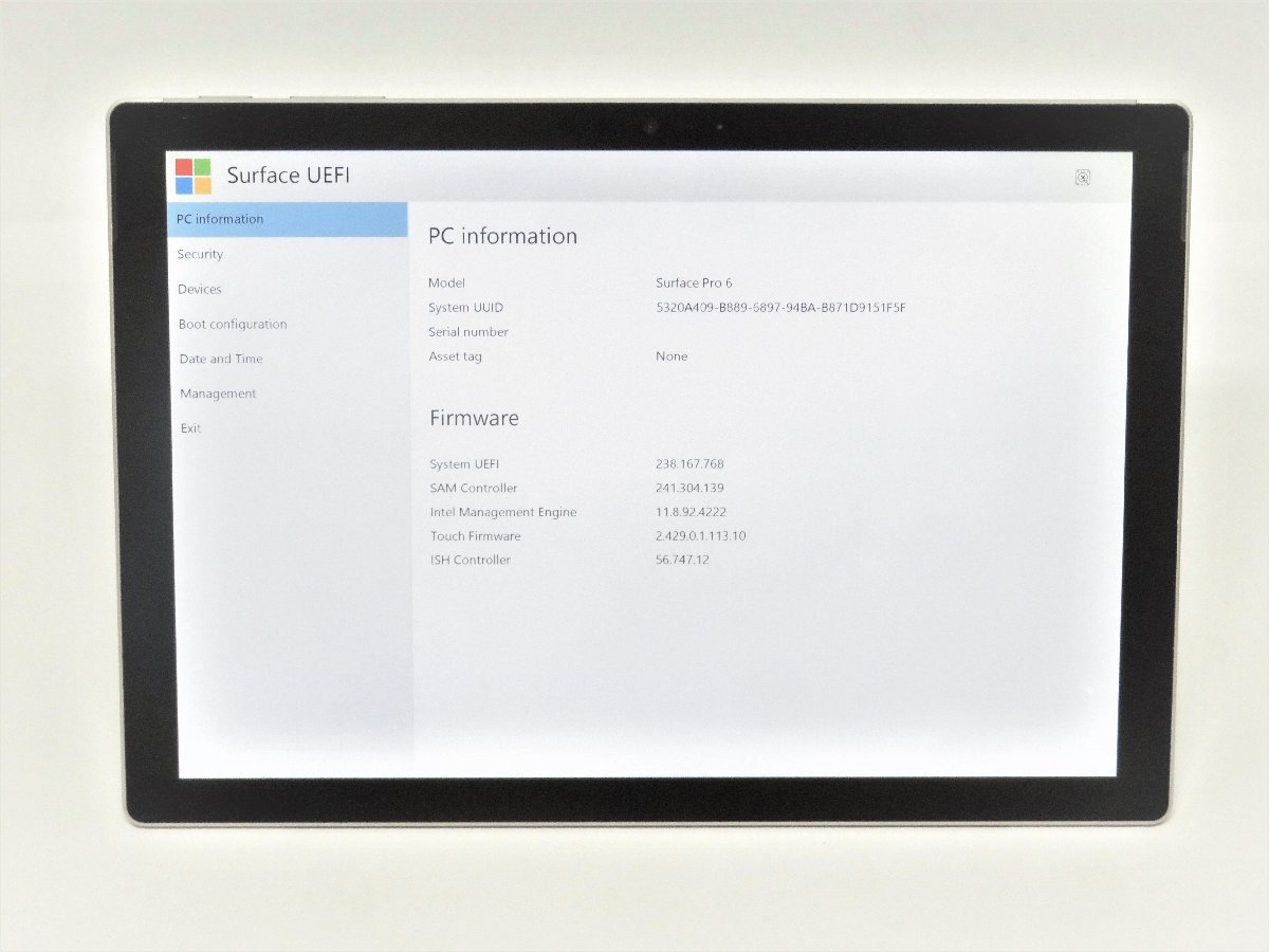 マイクロソフトSurface Pro5 256GB 1807 Core i5-7300U 2.6GHz/8GB/12