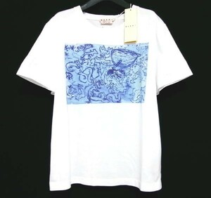 新品★定価6.8万★MARNI マルニ★ロゴ プリントTシャツ★40★オーガニックコットン★Flaminia Veronesi★イタリア製★ホワイト