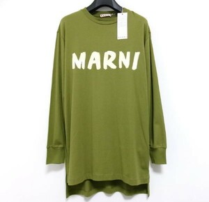 新品★MARNI マルニ★オーガニックジャージー 長袖ロゴTシャツ★38★ロングスリーブ★ドロップショルダー★ロング丈